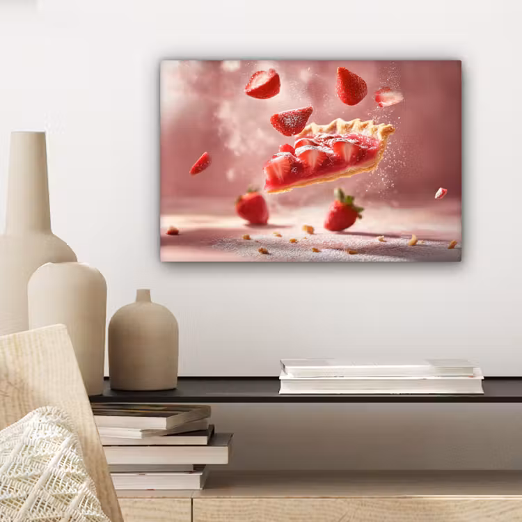 Aardbei - Taart- Eten - Roze canvas 2cm klein -sfeer6