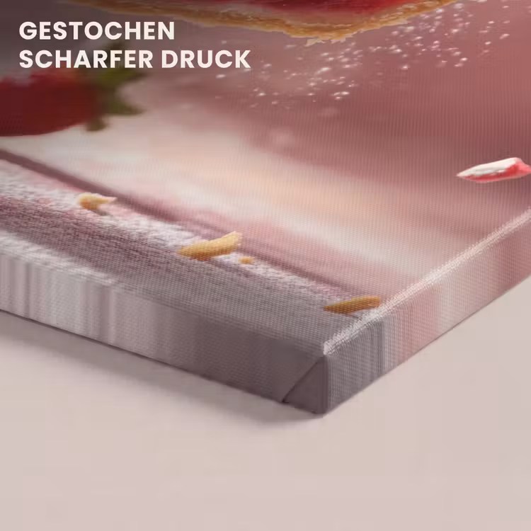 Aardbei - Taart- Eten - Roze canvas 2cm klein -closeup_print_DE