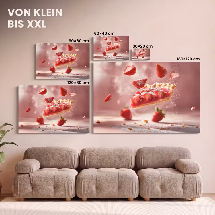 Aardbei - Taart- Eten - Roze canvas 2cm klein -Xsfeer8_DE