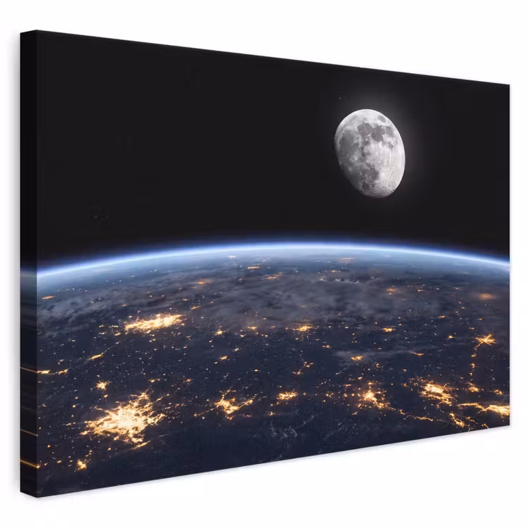 Leinwandbild - Erde – Nacht – Weltraum - Aarde - Nacht - Ruimte canvas 2cm klein