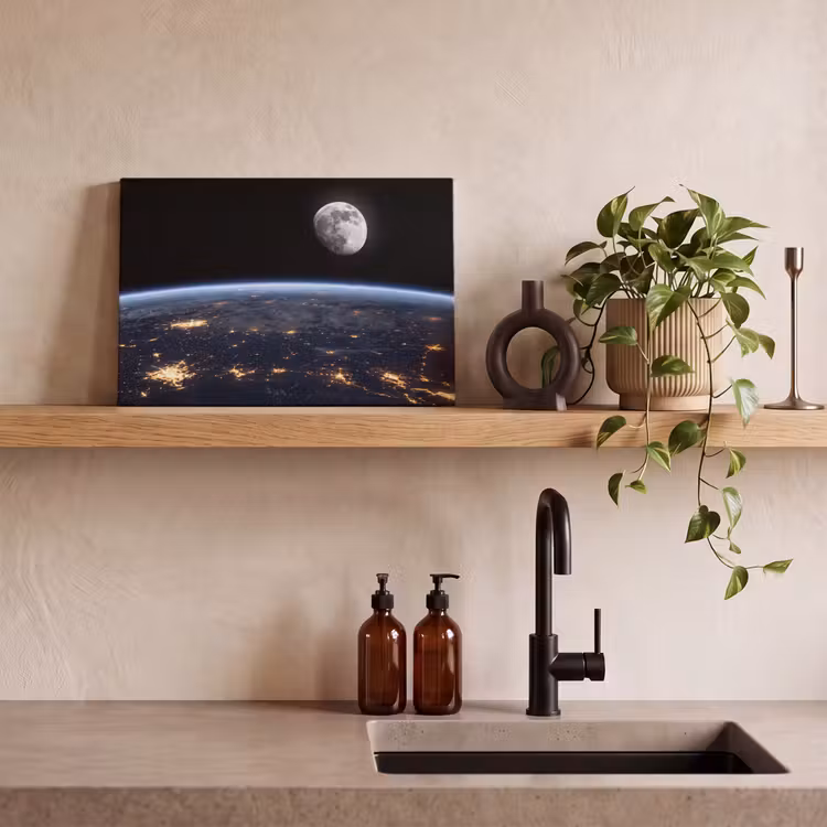 Leinwandbild - Erde – Nacht – Weltraum - Aarde - Nacht - Ruimte canvas 2cm klein