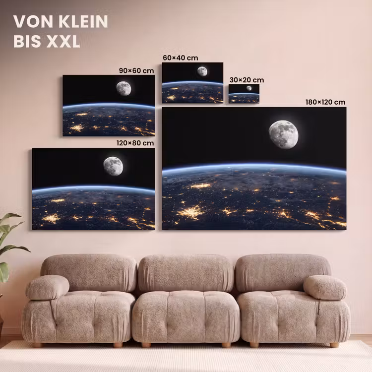 Leinwandbild - Erde – Nacht – Weltraum - Aarde - Nacht - Ruimte canvas 2cm klein