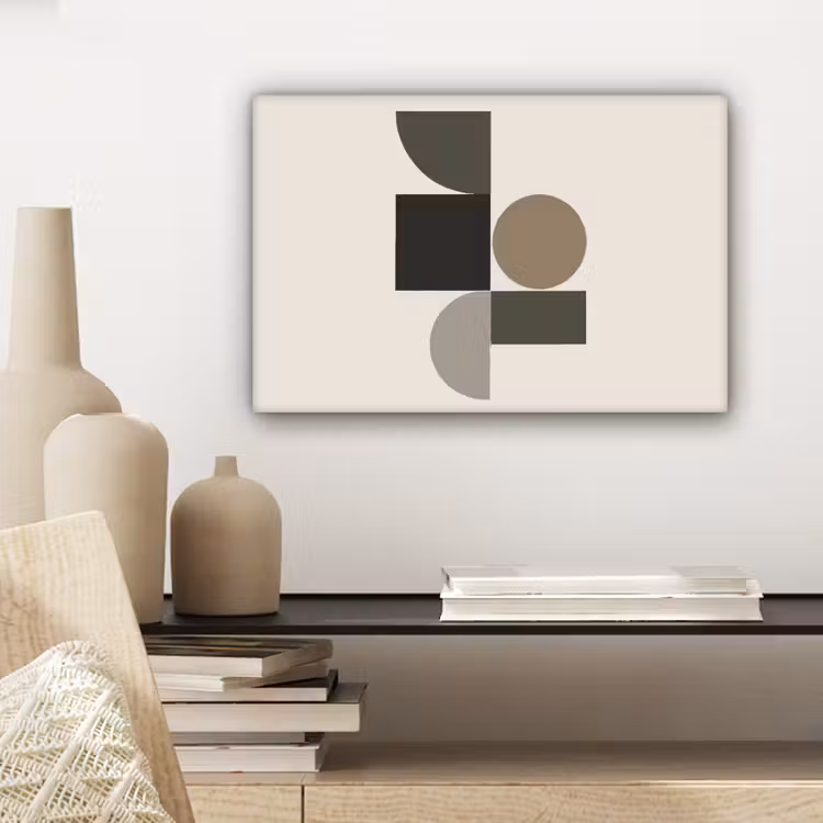 Aardetinten - Abstracte compositie - Eenvoudige vormen canvas 2cm klein -closeup_print_DE