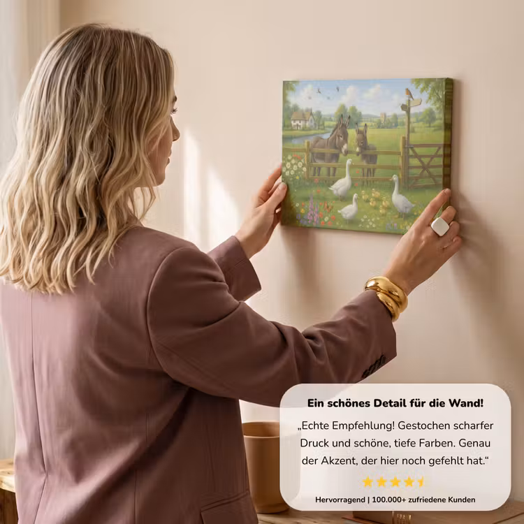 Ezels - Ganzen - Kleurrijk canvas 2cm klein -Xsfeer7_DE