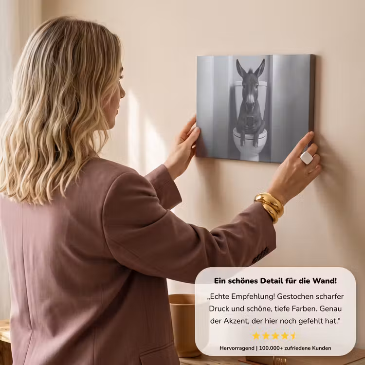 Ezel - Telefoon - Toilet - Zwart - Wit canvas 2cm klein -Xsfeer7_DE