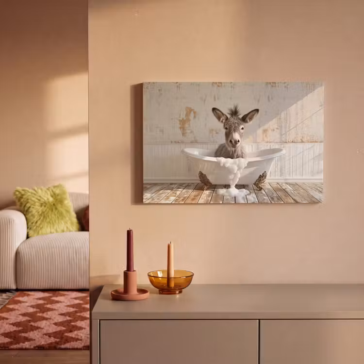 Ezel - Dieren - Badkuip - Schuim canvas 2cm klein -sfeer1