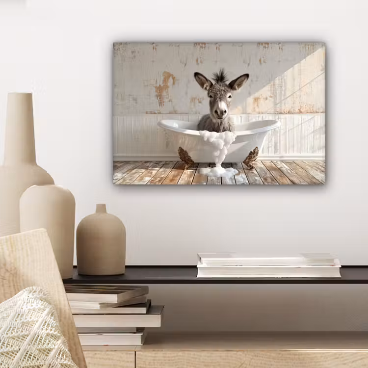 Ezel - Dieren - Badkuip - Schuim canvas 2cm klein -closeup_print_DE