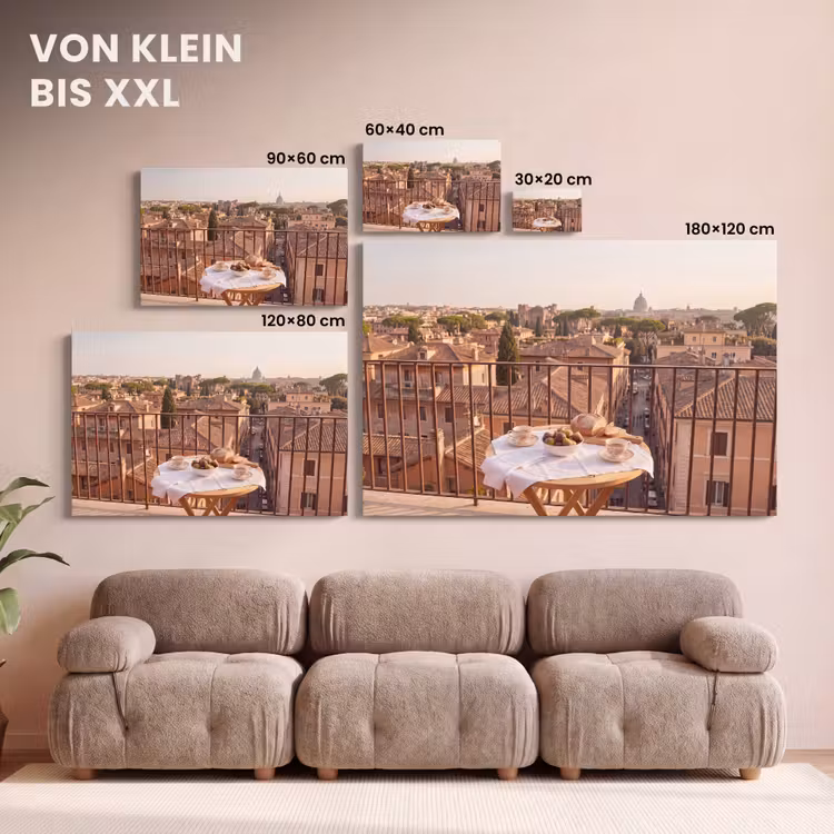 Eten - Ontbijt - Balkon - Stad - Zonsopgang canvas 2cm klein -Xsfeer8_DE