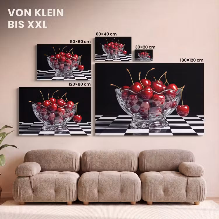 Leinwandbild - Essen – Kirschen – Rot - Eten - Kersen - Rood canvas 2cm klein