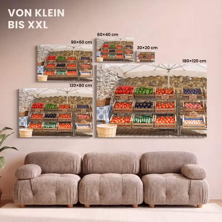 Leinwandbild - Essen – Markt – Frisch - Eten - Markt - Vers canvas 2cm klein