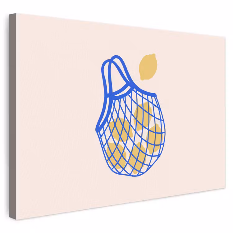 Eten - Citroen - Boodschappen - Abstract - Geel - Blauw canvas 2cm klein -3d