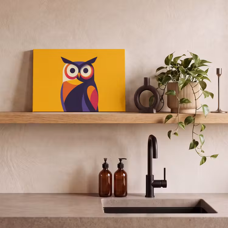 Uil - Grafisch - Kleurrijk - Ogen canvas 2cm klein -sfeer3