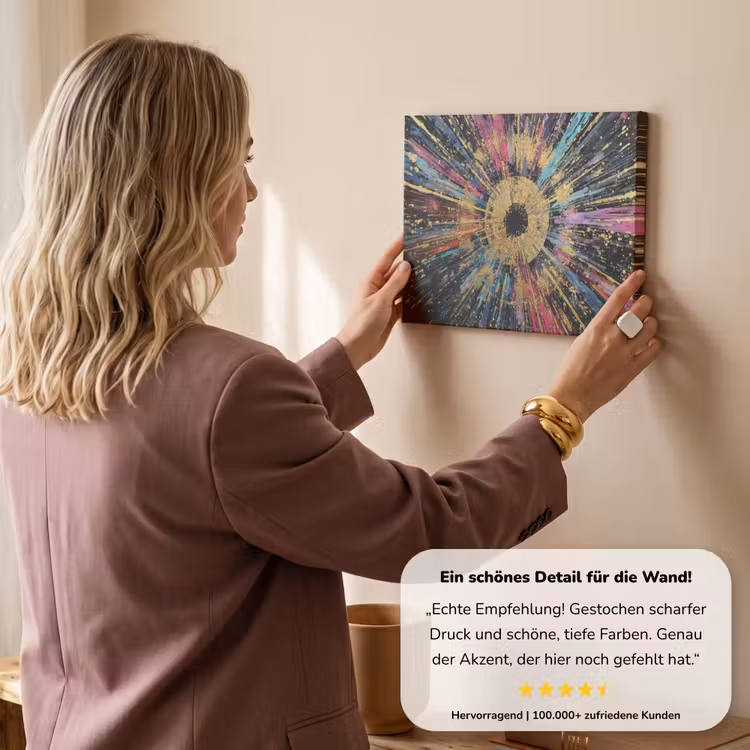 Explosie - Goud - Kleurrijk - Abstract canvas 2cm klein -sfeer3