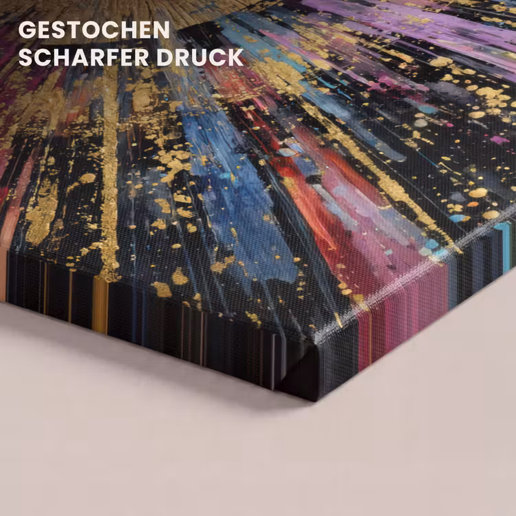 Explosie - Goud - Kleurrijk - Abstract canvas 2cm klein -closeup_print_DE
