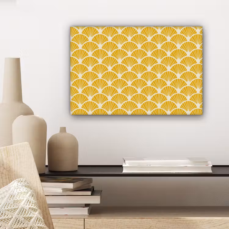 Waaiers - Art Deco - Retro - Okergeel canvas 2cm klein 34 -sfeer6