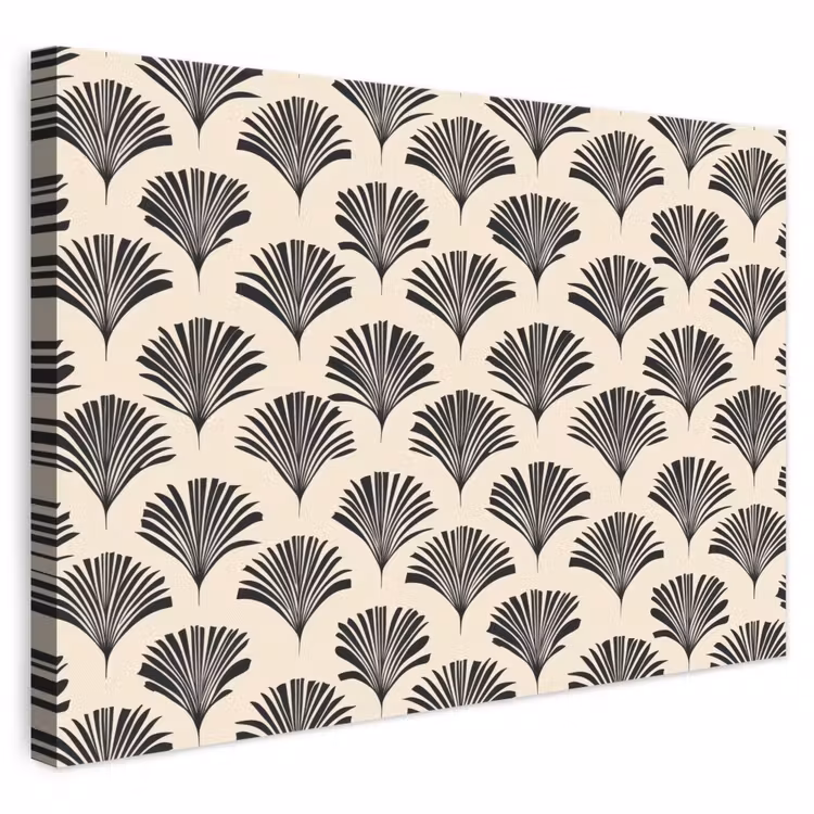 Waaiers - Botanisch - Zwart - Beige canvas 2cm klein 34 -3d