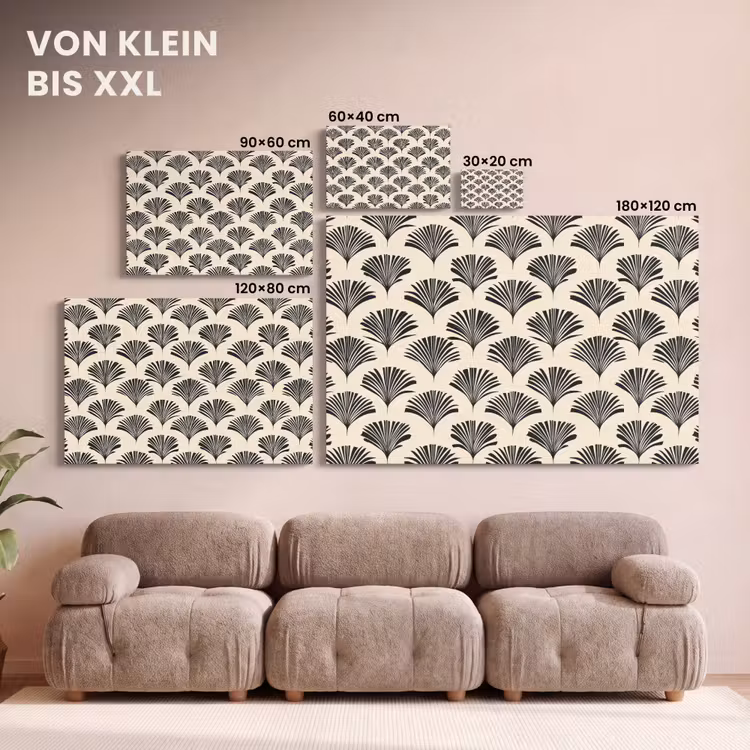 Waaiers - Botanisch - Zwart - Beige canvas 2cm klein 34 -Xsfeer8_DE