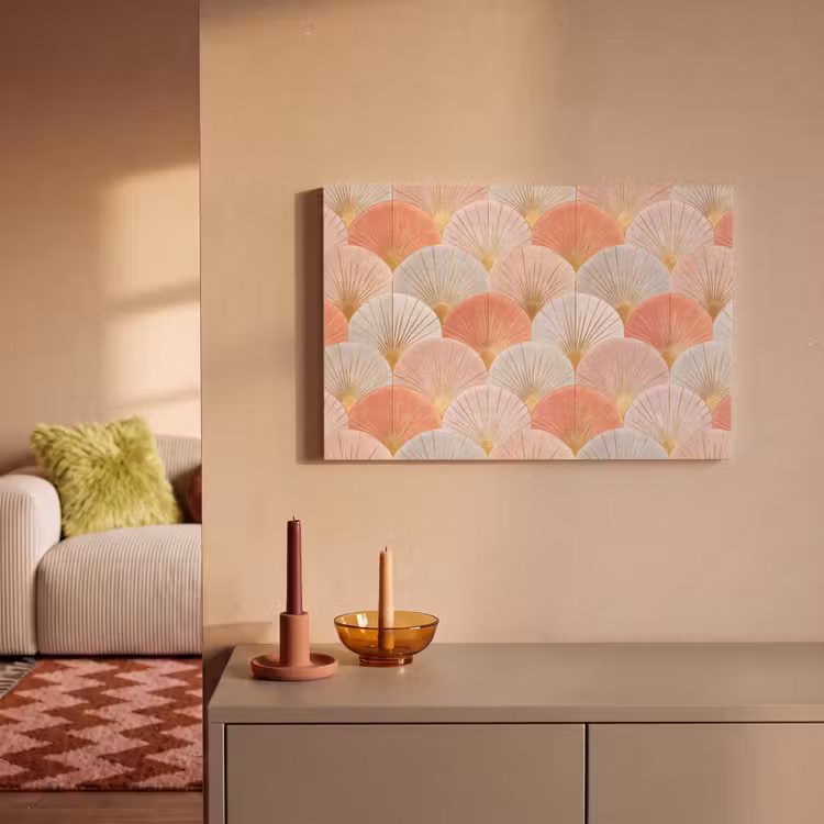 Waaiers - Goud - Roze canvas 2cm klein 34 -sfeer1