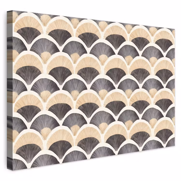 Waaier - Patroon - Zwart - Beige canvas 2cm klein 34 -3d