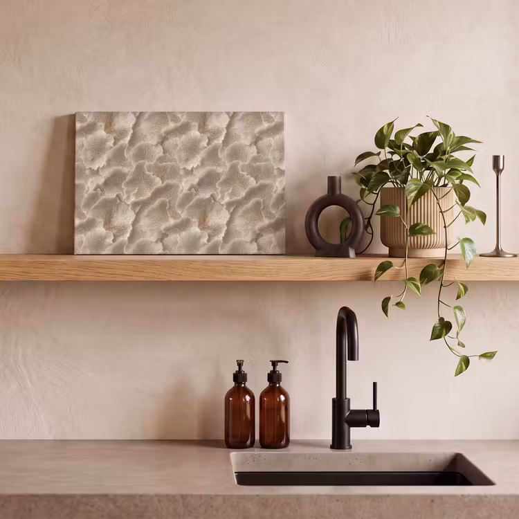 Waaierstructuren - Beige - Vezeltextuur canvas 2cm klein 34 -sfeer3