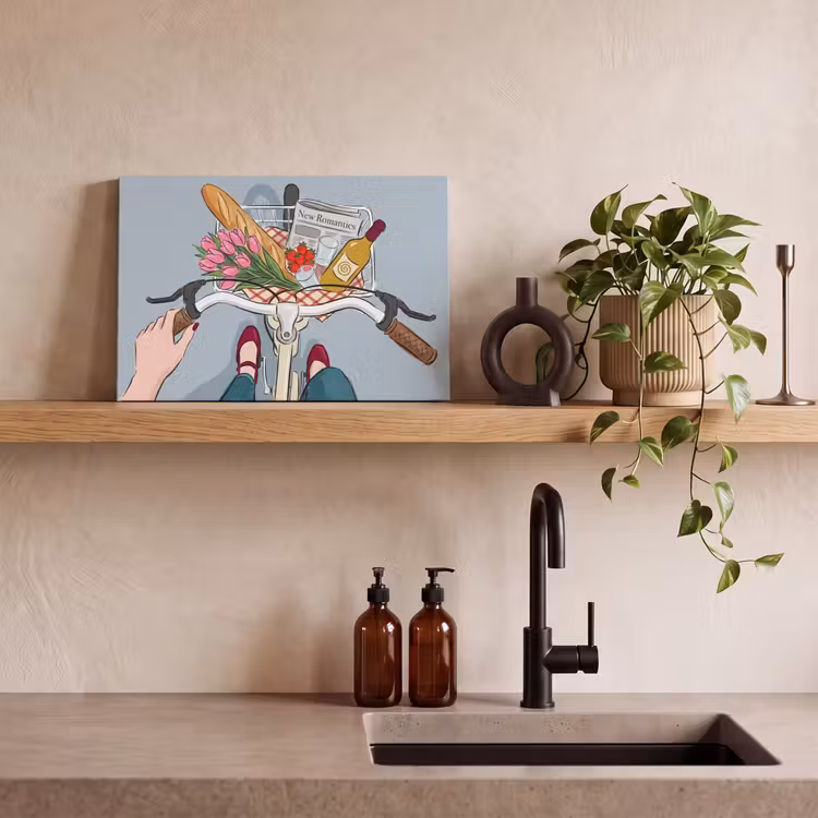 Fiets - Picknick - Zomer - Illustratie canvas 2cm klein -sfeer3