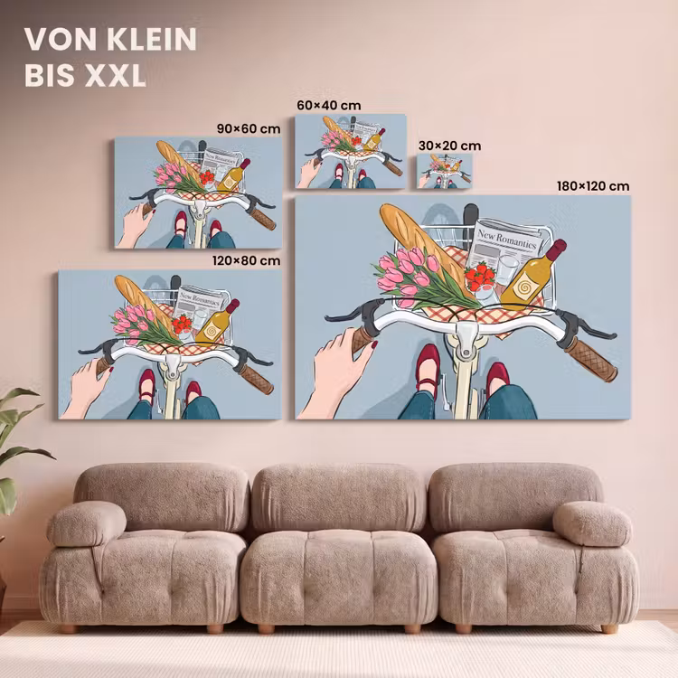 Fiets - Picknick - Zomer - Illustratie canvas 2cm klein -Xsfeer8_DE