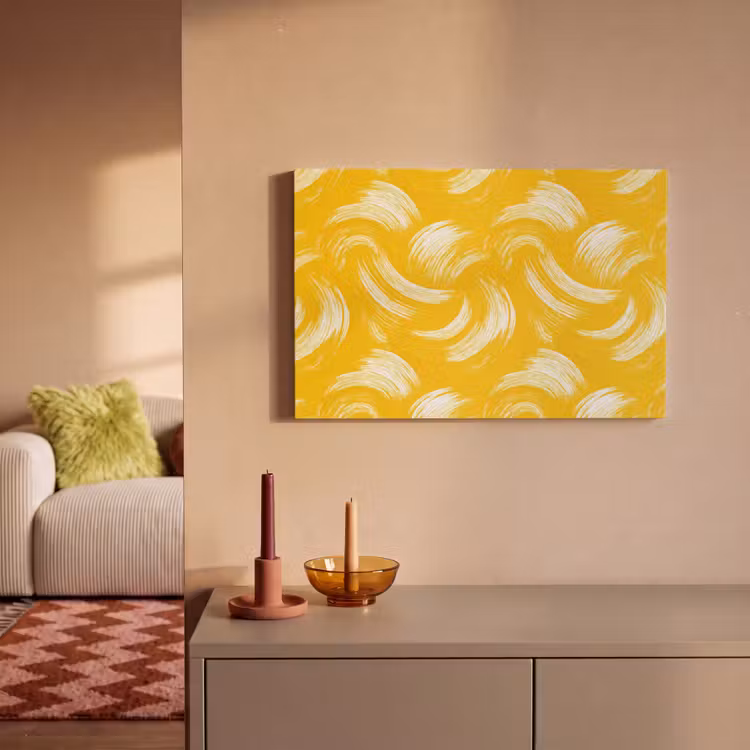 Verfstreken - Abstract - Dynamisch - Geel canvas 2cm klein 34 -sfeer1