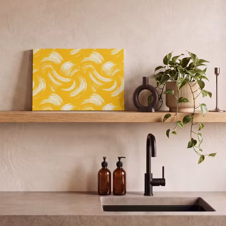 Verfstreken - Abstract - Dynamisch - Geel canvas 2cm klein 34 -sfeer3