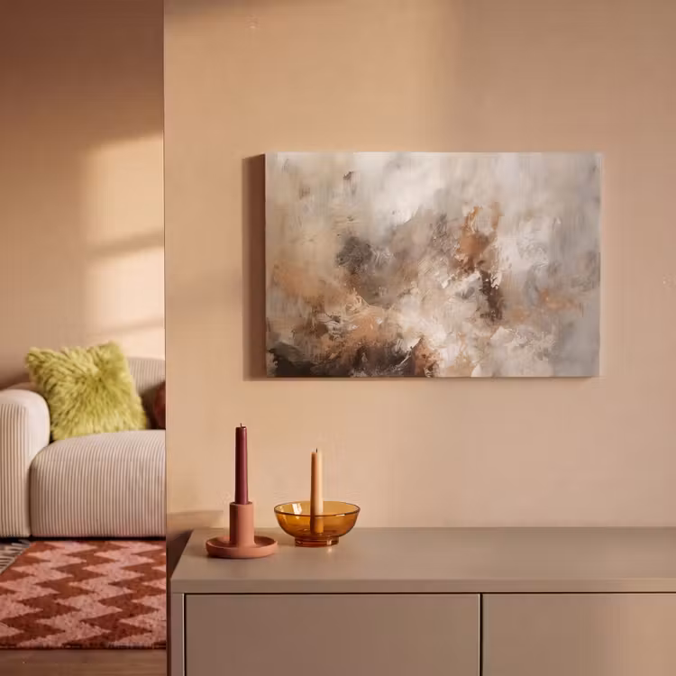 Verf - Abstract - Beige - Kunst canvas 2cm klein -sfeer1