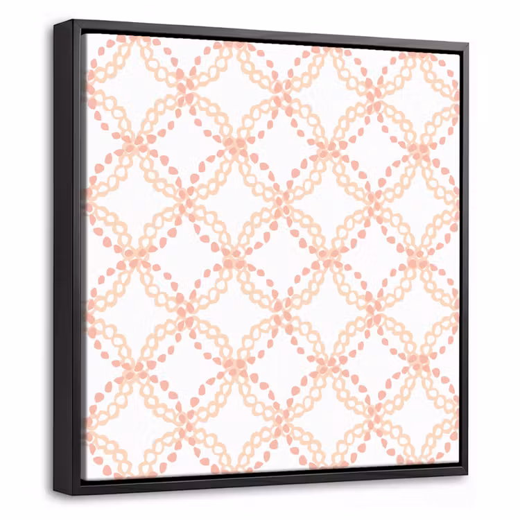 Koraalkleur - Vlechtmotief - Wit Canvas met baklijst klein 1124 -threedimensional_3d_global