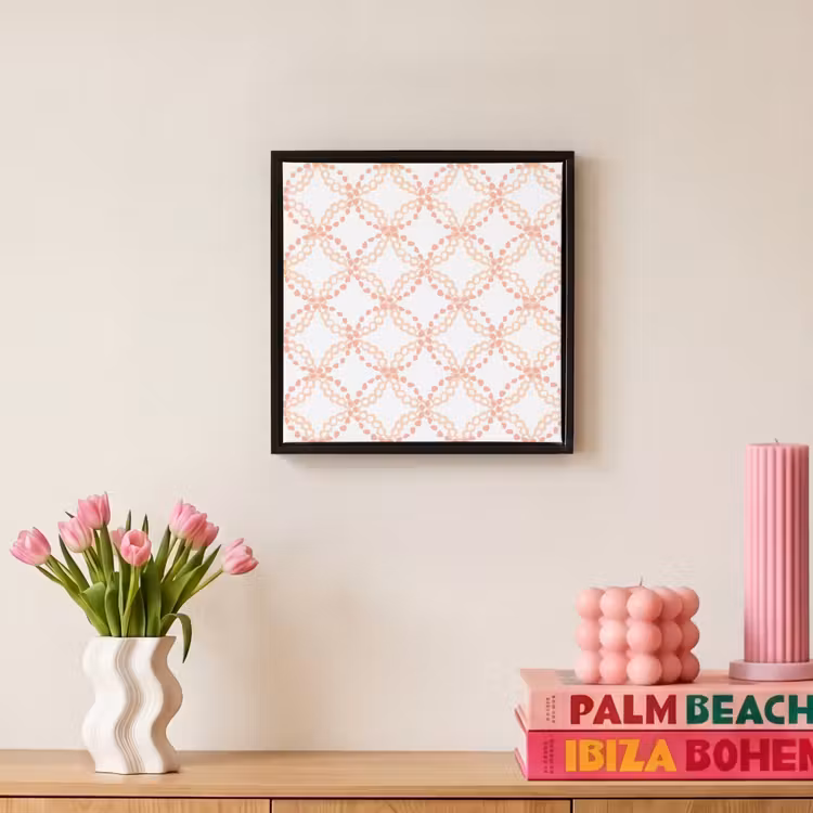 Koraalkleur - Vlechtmotief - Wit Canvas met baklijst klein 1124 -atmosphere_sfeer1_global