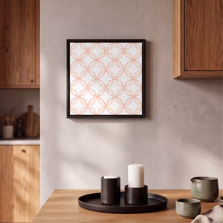 Koraalkleur - Vlechtmotief - Wit Canvas met baklijst klein 1124 -atmosphere_sfeer2_global