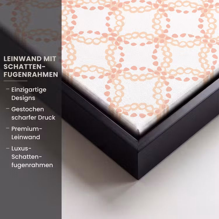 Koraalkleur - Vlechtmotief - Wit Canvas met baklijst klein 1124 -uniquesellingpoint_productkenmerken_DE