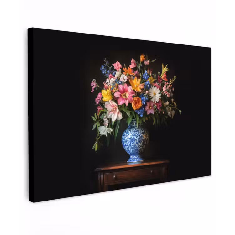 Kleur - Vaas - Bloemen - Boeket canvas 2cm klein -z3d