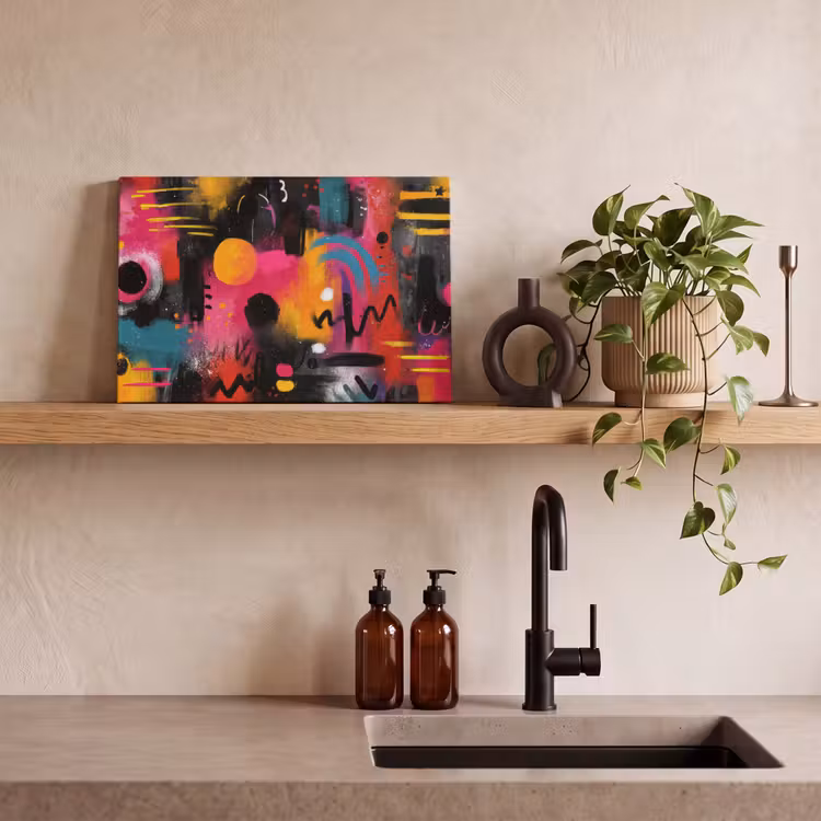 Kleurvlakken - Vormen - Kleurrijk - Abstract canvas 2cm klein -sfeer6