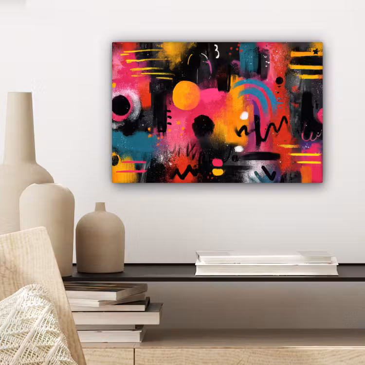 Kleurvlakken - Vormen - Kleurrijk - Abstract canvas 2cm klein -closeup_print_DE