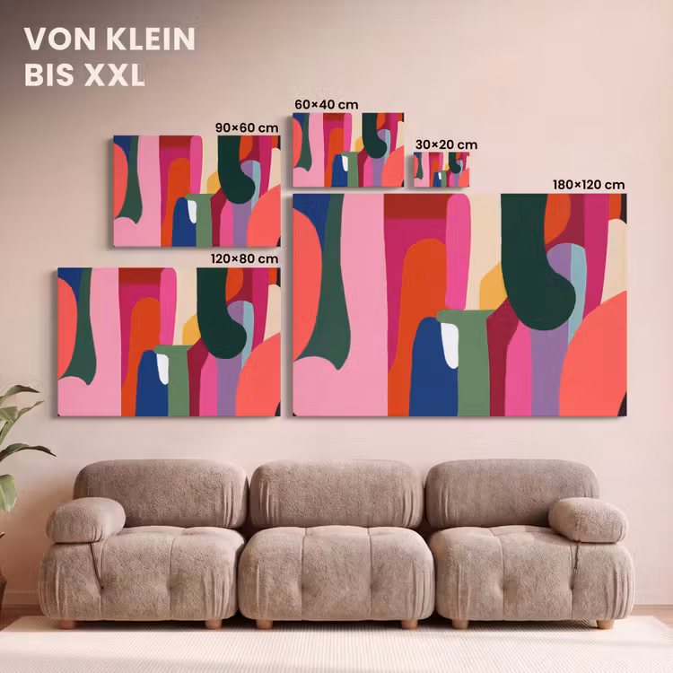 Kleurvakken - Recht - Rond - Abstract canvas 2cm klein -Xsfeer8_DE
