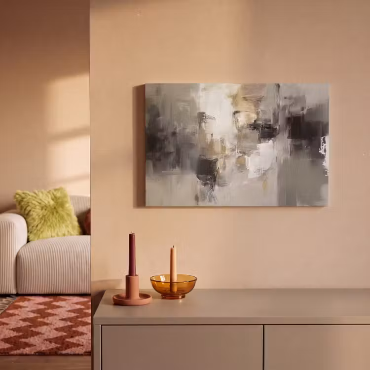 Kleurenpalet - Penseelstreken - Beige - Nevelig canvas 2cm klein -sfeer1