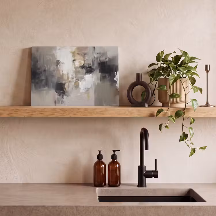 Kleurenpalet - Penseelstreken - Beige - Nevelig canvas 2cm klein -sfeer3