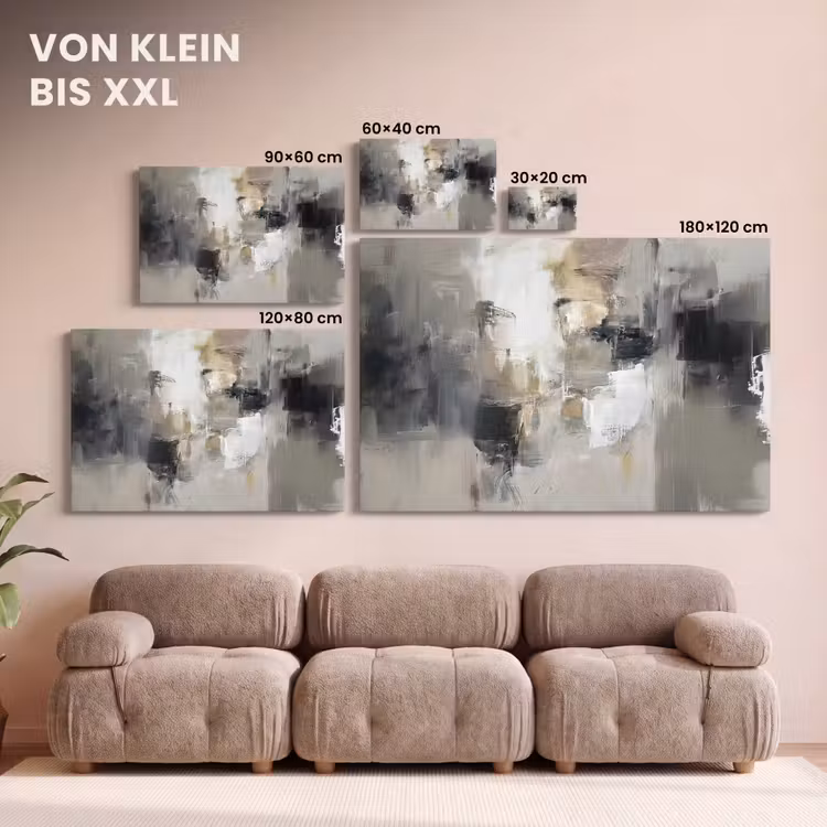 Kleurenpalet - Penseelstreken - Beige - Nevelig canvas 2cm klein -Xsfeer8_DE