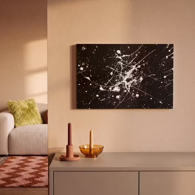 Verfspatten - Wit - Abstract - Explosie canvas 2cm klein -sfeer1