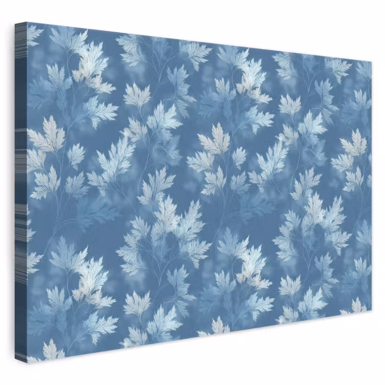 Varen - Botanisch - Patroon - Grijsblauw canvas 2cm klein 34 -3d