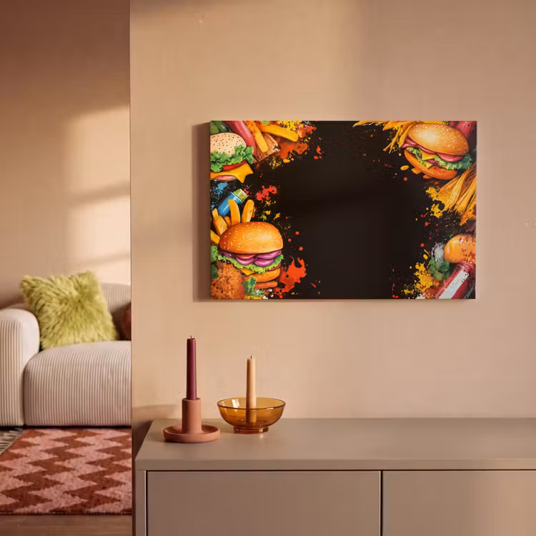 Fastfood - Graffiti - Hamburger - Eten - Modern canvas 2cm klein -sfeer1