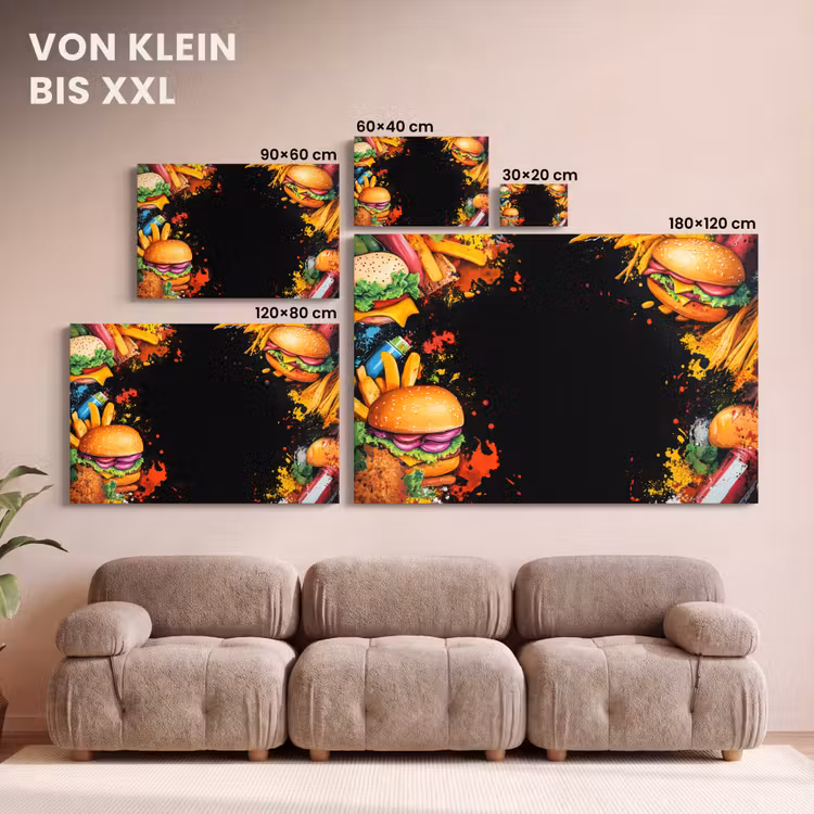 Fastfood - Graffiti - Hamburger - Eten - Modern canvas 2cm klein -Xsfeer8_DE