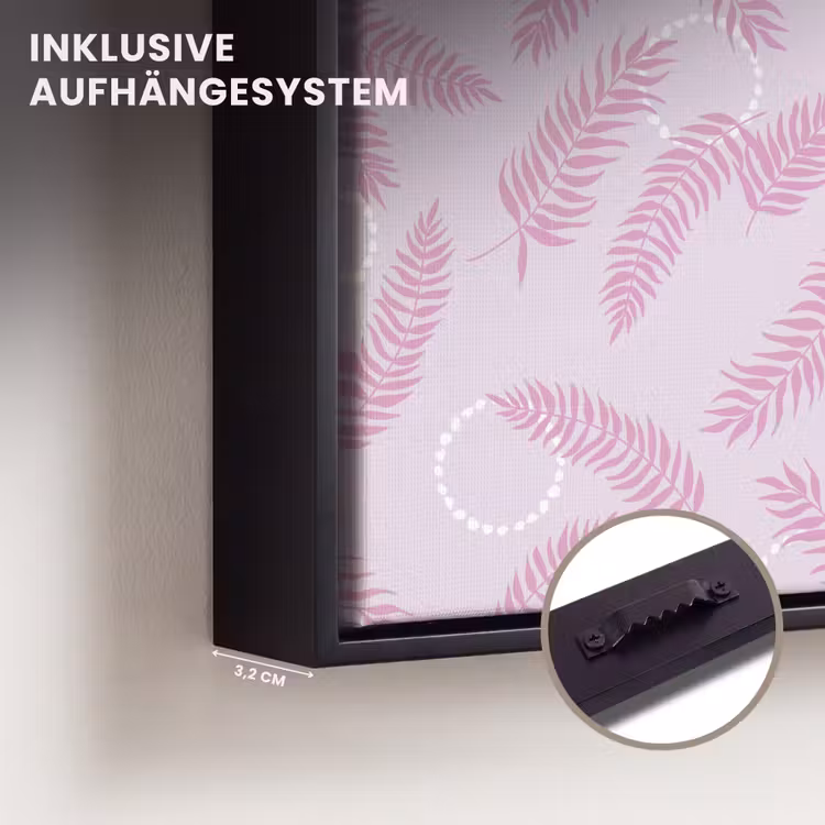Veren - Paars - Wit Canvas met baklijst klein 1124 -closeup_ophangsysteem_DE