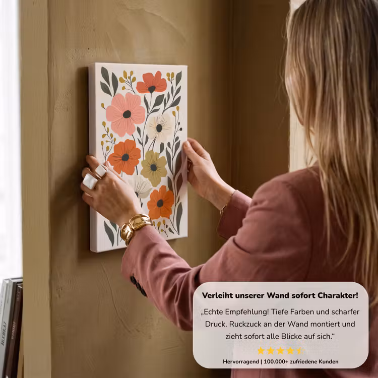 Veldbloemen - Stengels - Blaadjes - Groen canvas 2cm klein -sfeer3