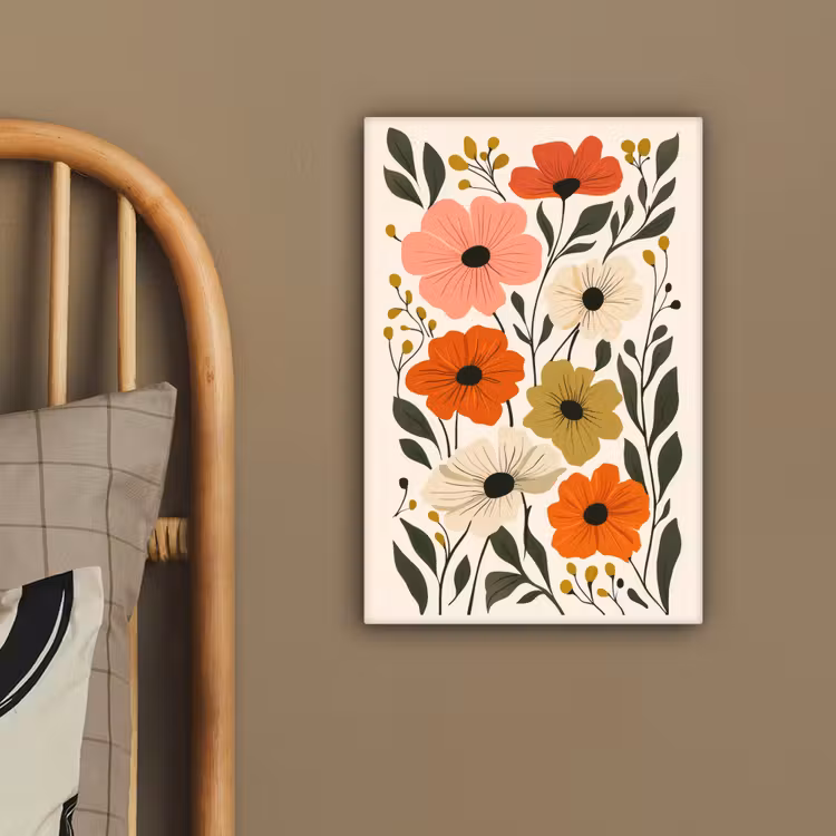 Veldbloemen - Stengels - Blaadjes - Groen canvas 2cm klein -sfeer6