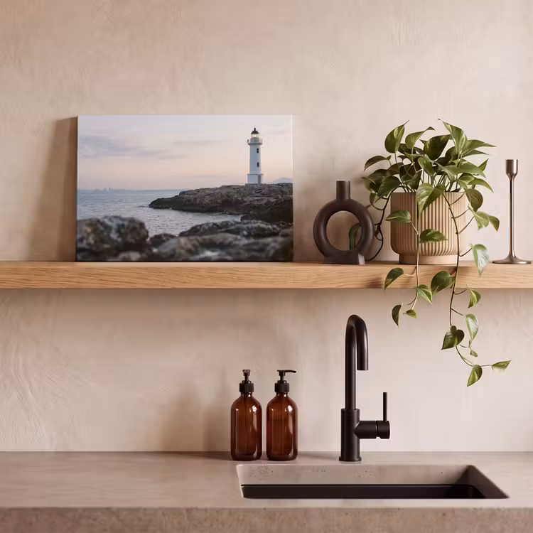Rotsen - Vuurtoren - Wit canvas 2cm klein -closeup_print_DE