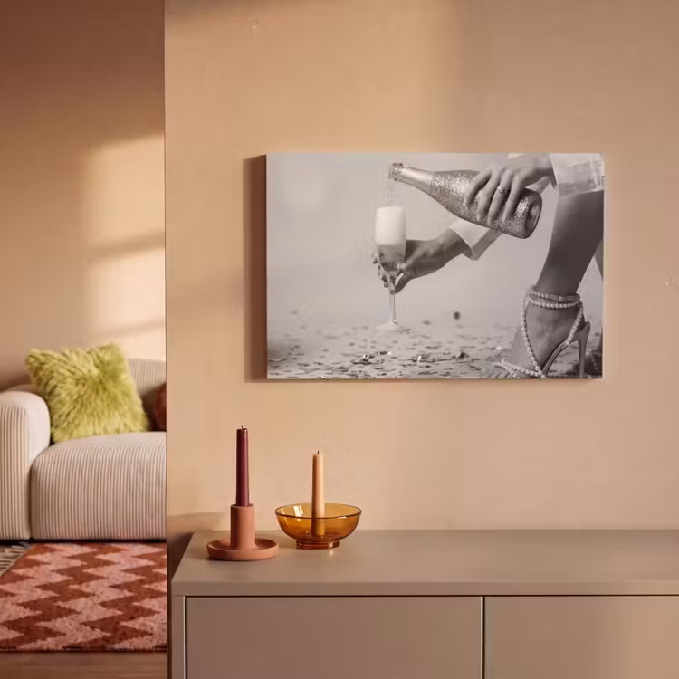 Feestelijk - Champagne - Discobal canvas 2cm klein -sfeer1