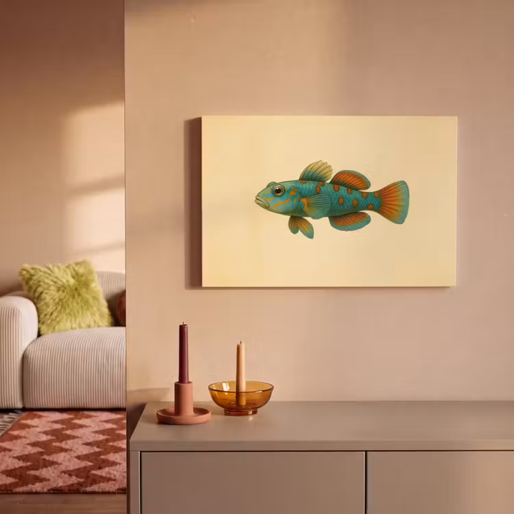 Vis - Blauw - Stippen - Schubben canvas 2cm klein -sfeer1